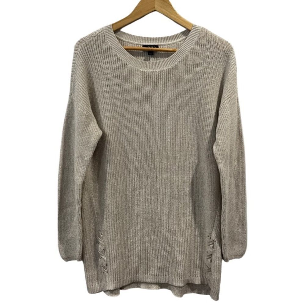 Ana Cream Metallic knit Cream crew neck sweater PXL